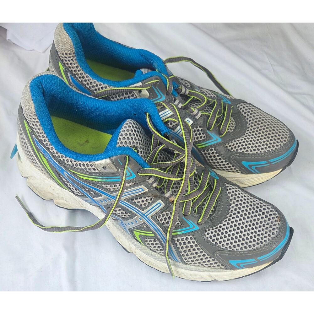 Asics Gel-Equation Womens 7 Running Shoes Titanium/Neon Blue/Green View 4